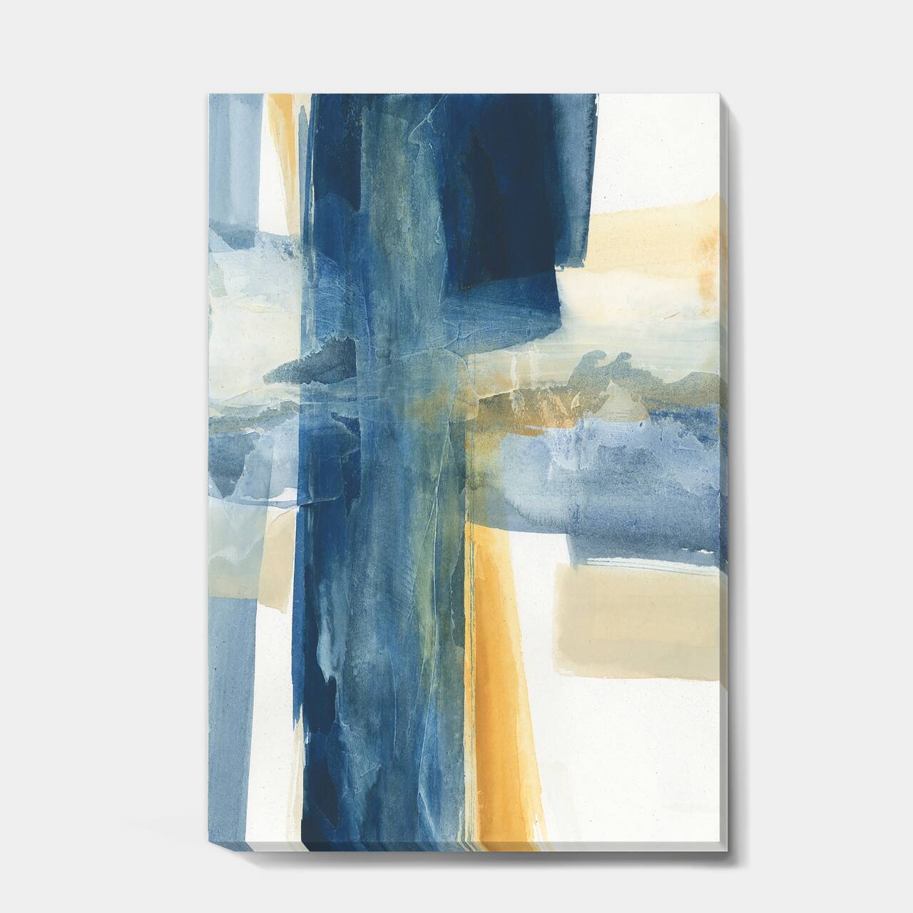 Designart - Indigo Panel VI - Glam Modern Canvas Artwork
